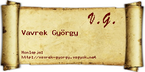 Vavrek György névjegykártya