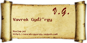 Vavrek György névjegykártya